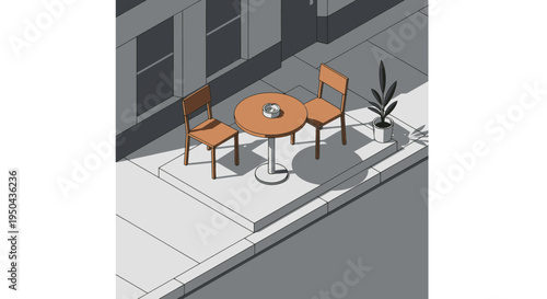 Cozy Outdoor Cafe Table and Chairs in Sunlight.