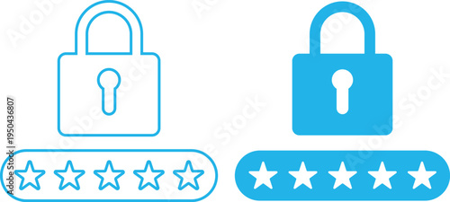 A graphic illustration of padlocks and star ratings for security and review purposes