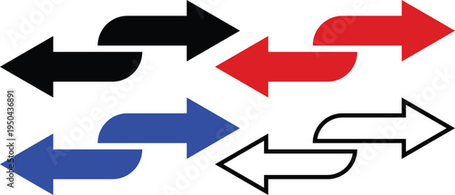 A set of colorful arrows pointing in different directions on a white background