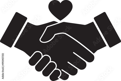 Vector illustration of a professional handshake between two businessmen symbolizing a successful partnership, trust, and business agreement concept through a clean icon of hands shaking in cooperation
