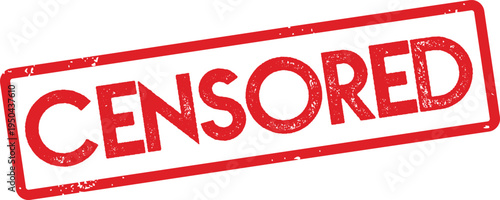 A red censored stamp on a white background