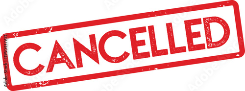 A red stamp with the word CANCELLED on a white background