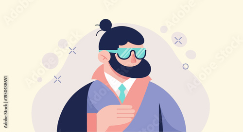 Stylish person in vibrant attire and cool shades, artfully drawn