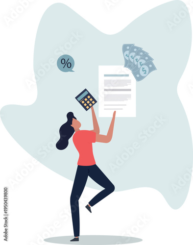 Income tax calculation and financial VAT money refund.Government payment calculation after accounting annual budget analysis.person's life situation and his activities.