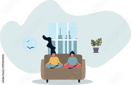 Employee wellness program or company stress free activity.Yoga or meditation in workplace or office for worker satisfaction, health.person's life situation and his activities.