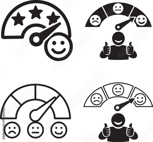 Customer review gauge in happy zone expressing strong approval and excellent feedback