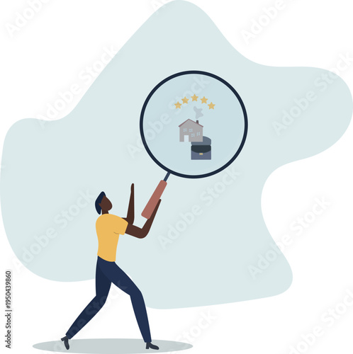 Property appraisal or price evaluation, housing assessment for market value, residential sale, rating or real estate review concept.person's life situation and his activities.