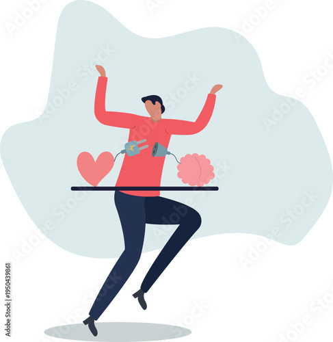 Emotional Intelligence, EI or control feeling and emotion with logical thinking brain, empathy or social skill, self control or balance concept.person's life situation and his activities.