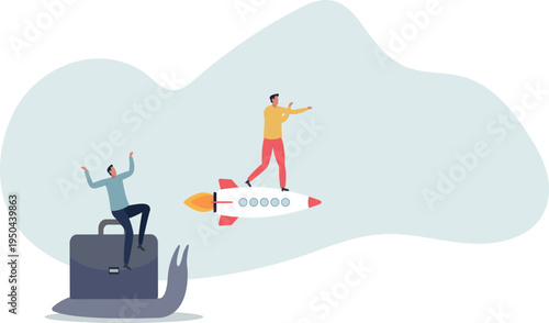 Boost fast speed to win business competition, high performance employee, competitive advantage winner, innovation or skill to success concept.person's life situation and his activities.