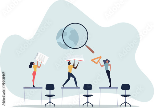 International learning and global academic education.Travel for knowledge and study in university.person's life situation and his activities.