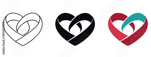 Photos Silhouette abstract heart icon designs showing interwoven ribbon patterns