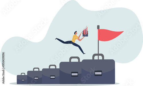 Career growth development plan, job promotion or motivation to achieve work target, stair step to success, ambition concept.person's life situation and his activities.