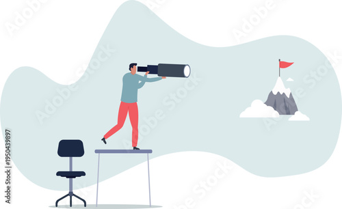 Focusing on target and business challenge objective.Successful peak and top seeking.person's life situation and his activities.