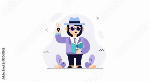 Detective with book and key