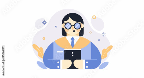 Flat illustration of a surprised student in academic regalia