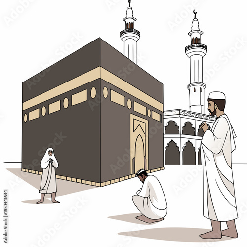 Muslims praying near the kaaba in mecca