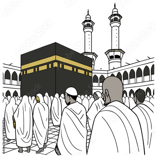 Pilgrims gather around the kaaba in mecca