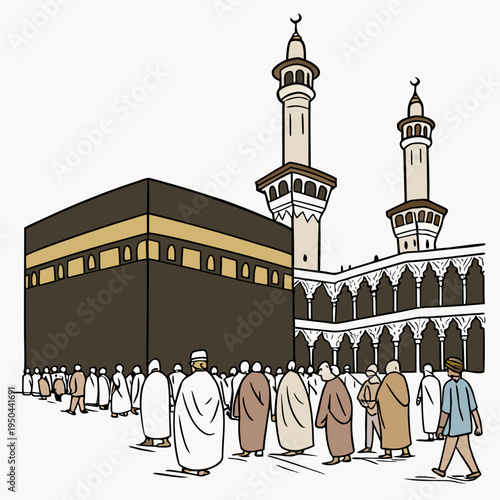 Pilgrims gather around the kaaba in mecca