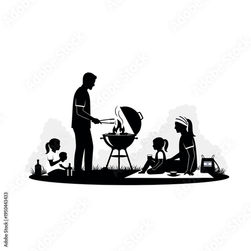 Family enjoying a summer barbecue together.