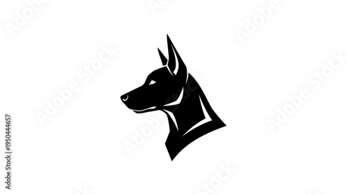 Doberman silhouette profile design for logos and branding
