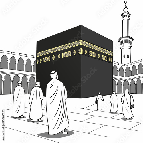 Pilgrims gathered around the kaaba in mecca