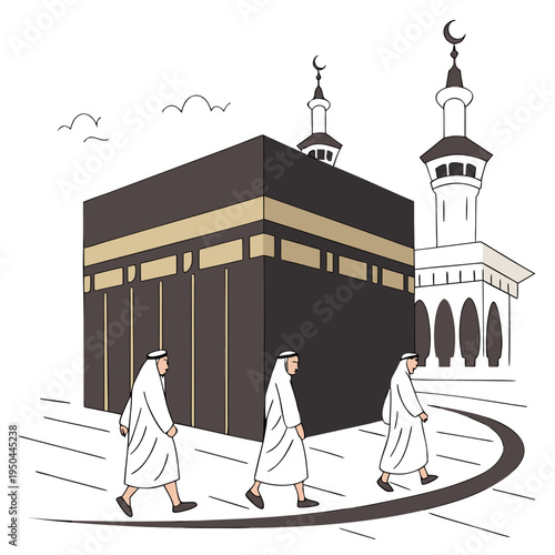 Pilgrims walking around the kaaba
