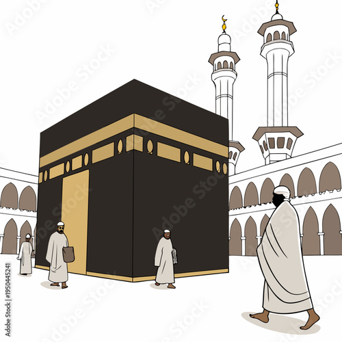 The kaaba in mecca with people walking around