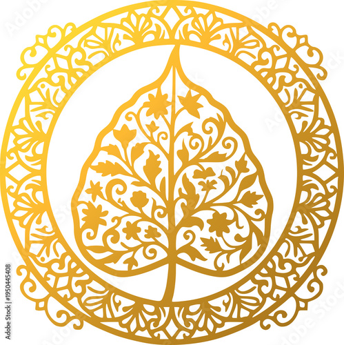 Golden Bodhi Leaf Buddhism Spiritual Ornament