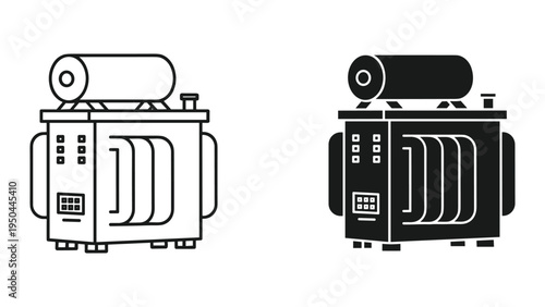 Electrical Transformer Vector Icons - Isolated Set on White Background