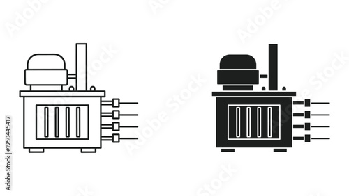 Electrical Transformer Icon, Power Supply Unit, Energy Equipment, Technology Symbol