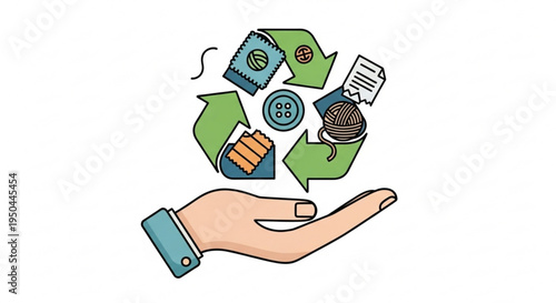 Hand holding eco friendly recycling symbol with money and documents representing sustainable finance and environmentally responsible practices