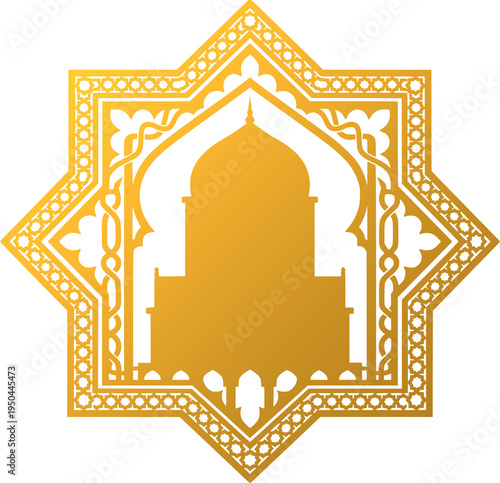 Golden Islamic Mosque Architecture Star Frame