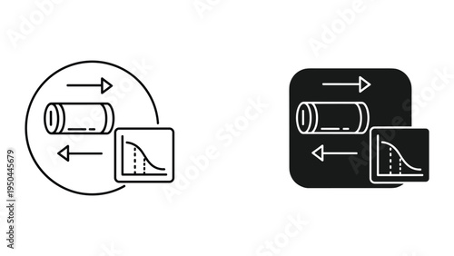 Battery Life Cycle and Discharge Curve Icon Set, Vector Illustration