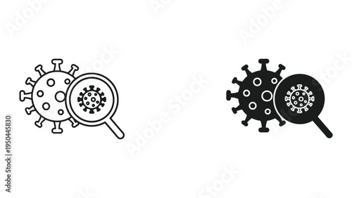Magnifying Glass Over Virus Icon - Research, Analysis, Pandemic, Disease