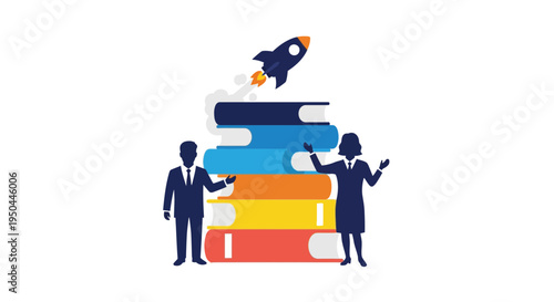 Business People Standing By Books.