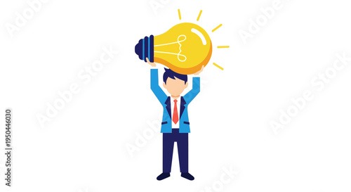 Businessman Holding Up Light Bulb.