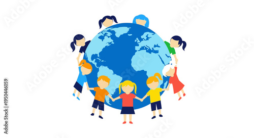 Diverse children holding the earth together.