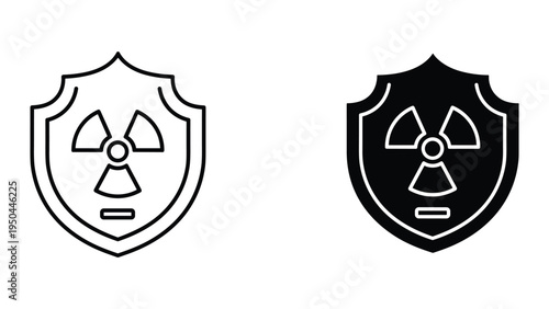 Radiation Shield Icon, Radioactive Protection Symbol, Nuclear Hazard Security Shield, Danger Safety Emblem