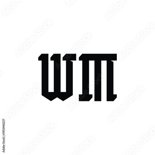 WM monogram logo design letter text name symbol monochrome logotype alphabet character simple logo