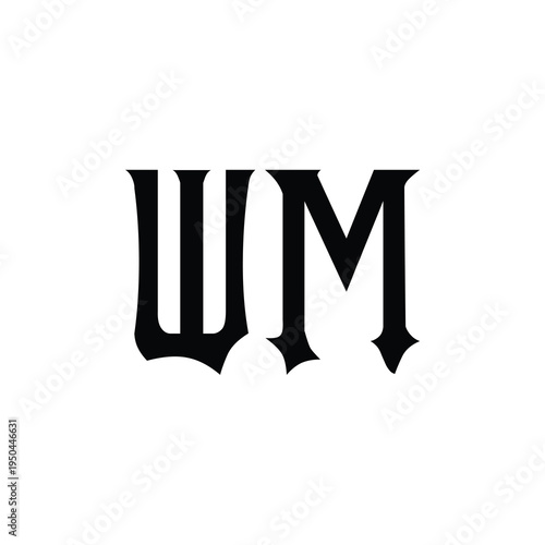 WM monogram logo design letter text name symbol monochrome logotype alphabet character simple logo