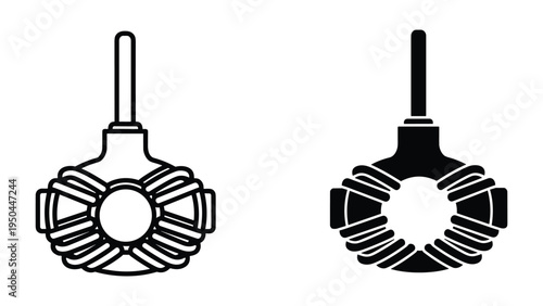 Vector Icons of a Vintage Hip Flask with Wire Wrap, Line Art and Silhouette