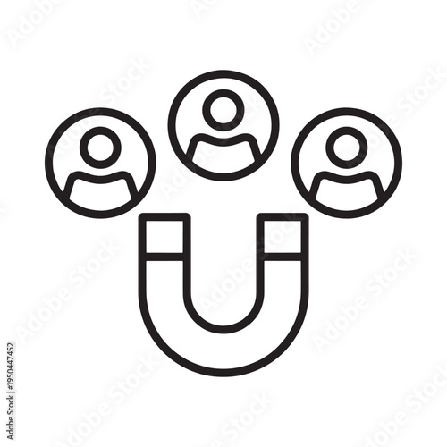 A magnet attracting multiple profile icons representing talent acquisition