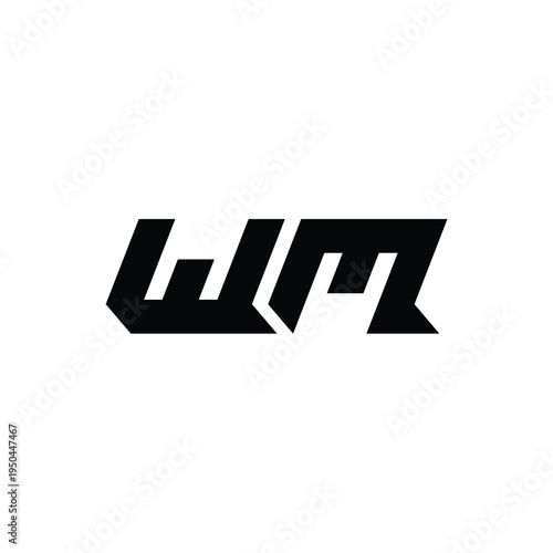 WM monogram logo design letter text name symbol monochrome logotype alphabet character simple logo