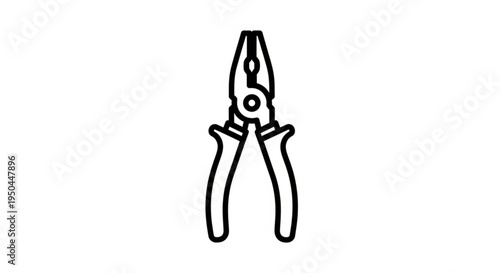 Black line drawing of needle nose pliers on white background hand tool icon for diy projects and repairs