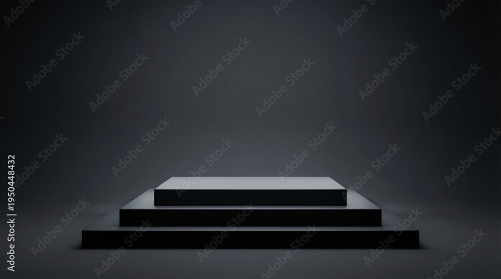 Obraz premium Minimalist Black Podium with Grey Background.