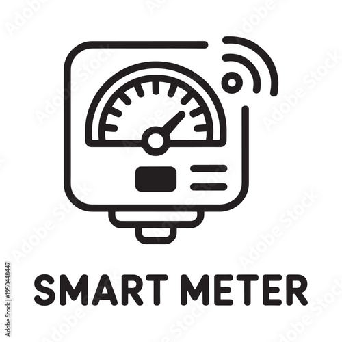 Simple line art illustration of a smart meter with signal waves