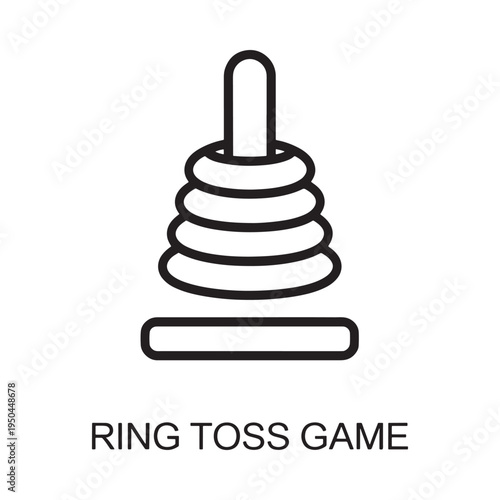 Simple black and white line drawing of a classic ring toss game