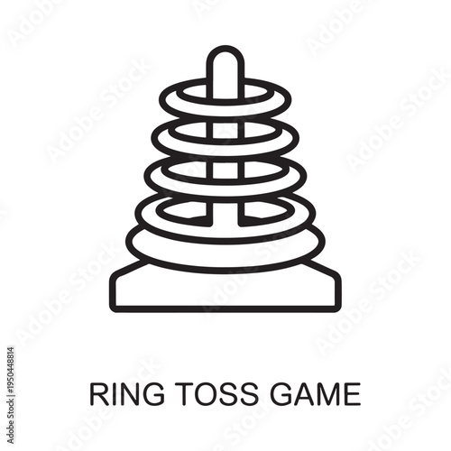 Simple line drawing depicts a classic ring toss game with stacked rings