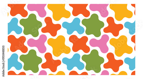 Colorful abstract seamless pattern with organic blob shapes modern retro design