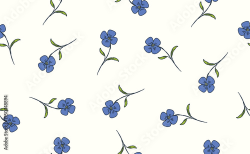 Grunge flower seamless pattern. Chalk brush spring florals. Crayon wildflower sketches in doodle style. Hand drawn charcoal plants for wedding, minimal designs, scrapbooking. Isolated vector illustrat